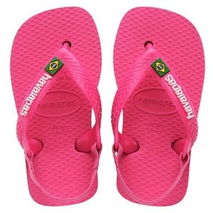 HAVAIANAS Bright Pink Baby Brazil Logo Sandals - Size 20 / NWT